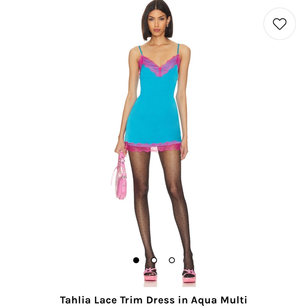 Tahlia Lace Trim Dress in Aqua Multi